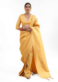 Amber Yellow Hand Woven Kanjivaram Silk Saree