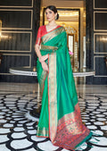 Green Woven Handloom Traditional Cotton Silk Saree