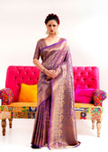 Indigo Hand Woven Kanjivaram Silk Saree