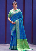 Blue & Green Woven Traditional Patola Silk Saree