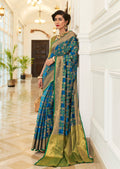 Turquoise Green Woven Traditional Patola Silk Saree