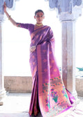 Purple Hand Woven Kanjivaram Silk Saree