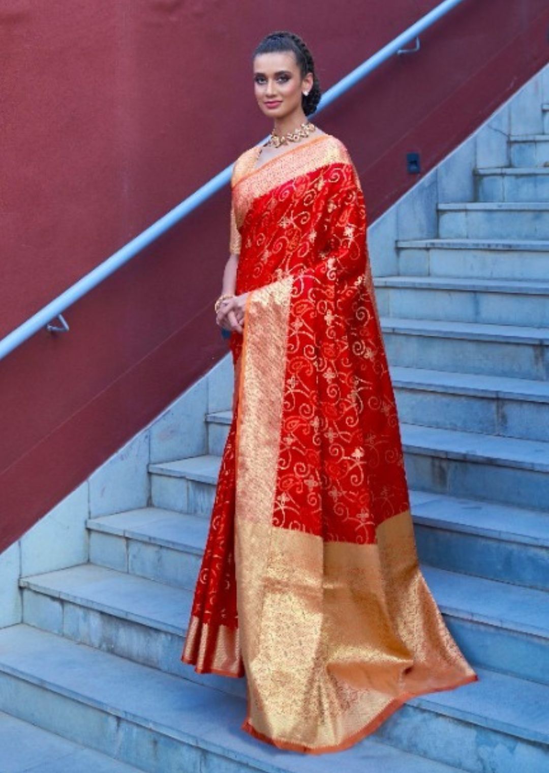 Red Woven Traditional Patola Silk Saree