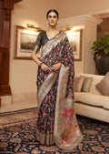 Black Woven Pure Handloom Kashmiri Jamewar Silk Saree