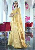 Corn Yellow Hand Woven Organza Tissue Silk Saree