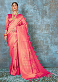 Pink Hand Woven Kanjivaram Silk Saree
