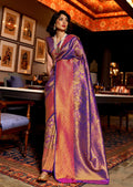 Purple Zari Woven Banarasi Silk Saree