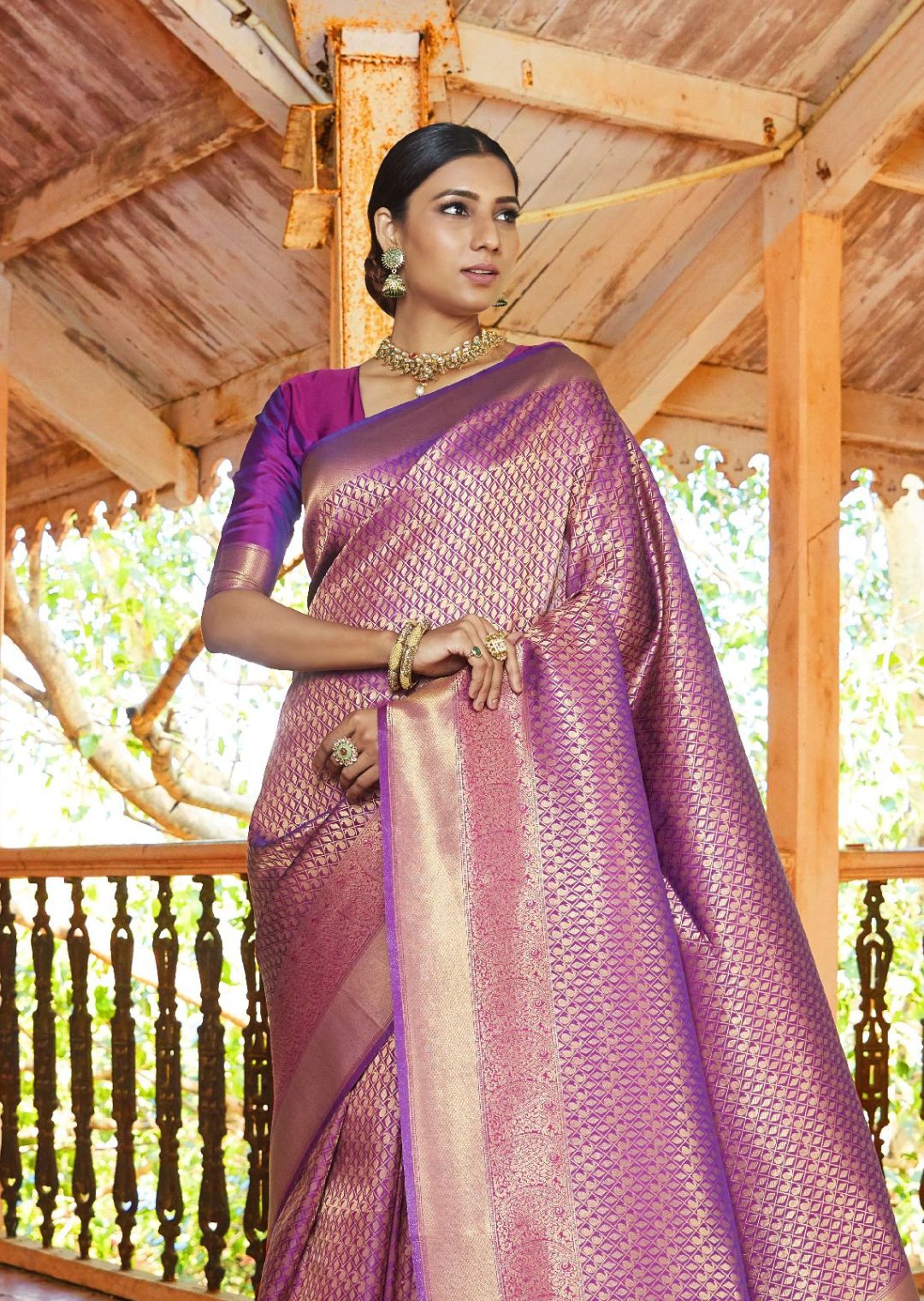 Magenta Pink Hand Woven Kanjivaram Silk Saree