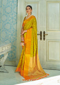 Lime Green Woven Handloom Zari Silk Saree