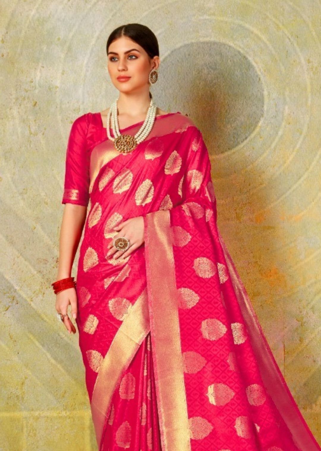 Pearl White Woven Banarasi Silk Saree