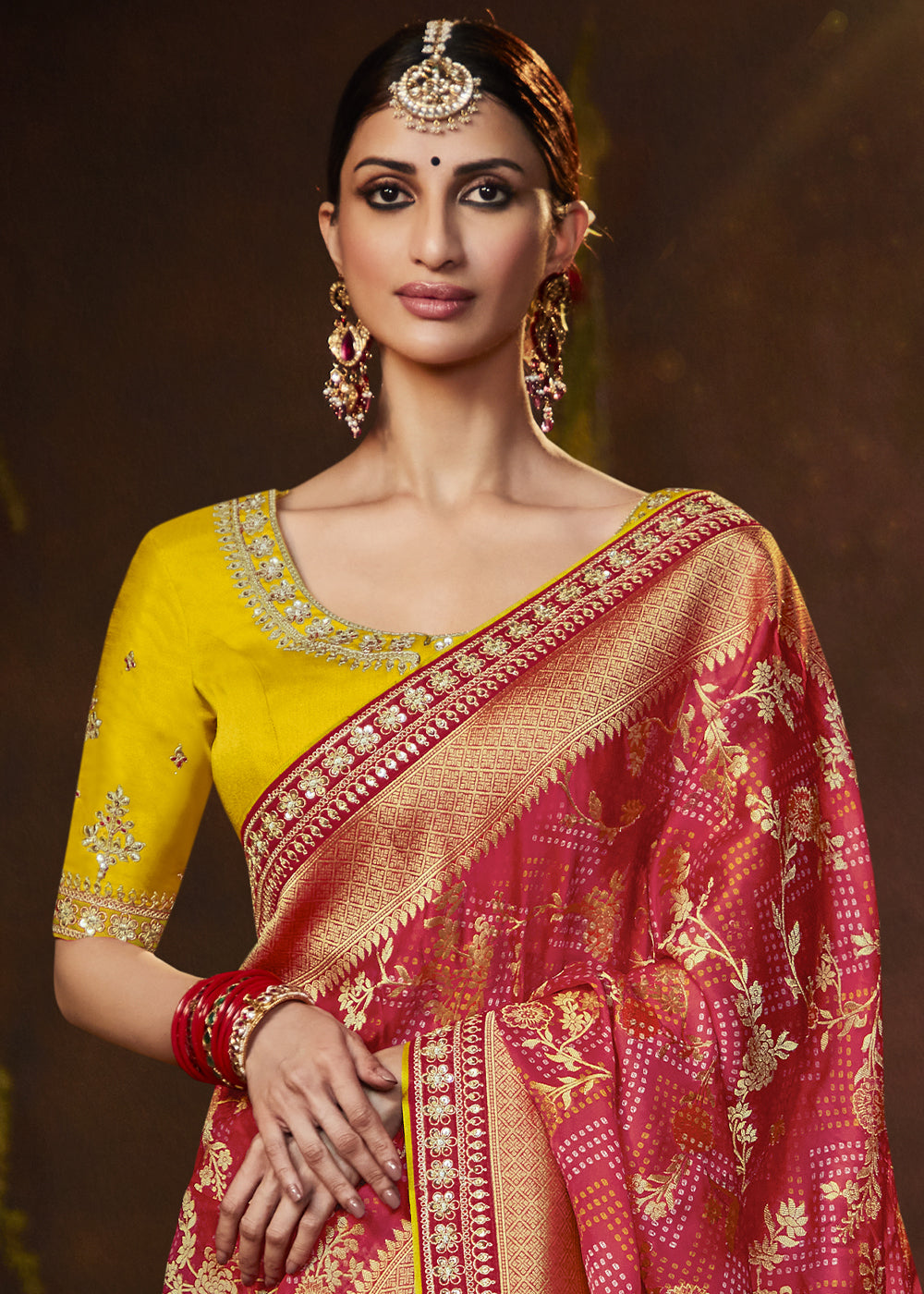 Transcendent Navy Blue Georgette Bandhani Saree