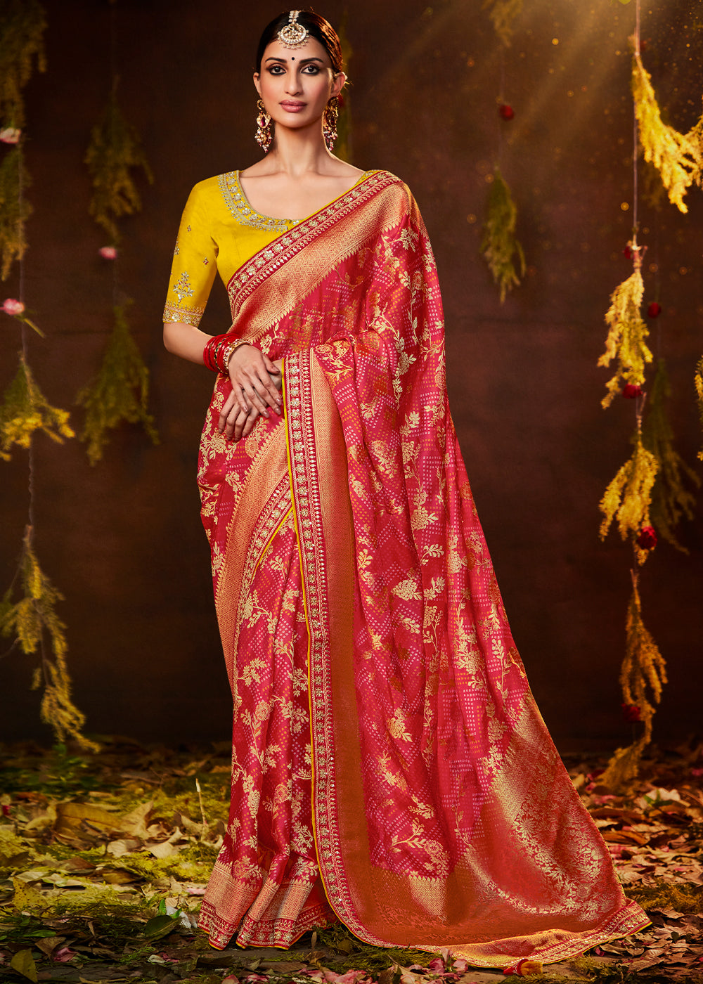 Georgette Bandhani Saree