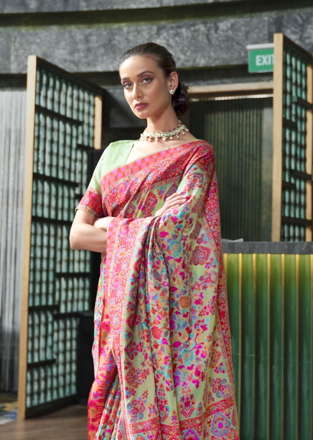 Pista Green Hand Woven Jamewar Silk Saree
