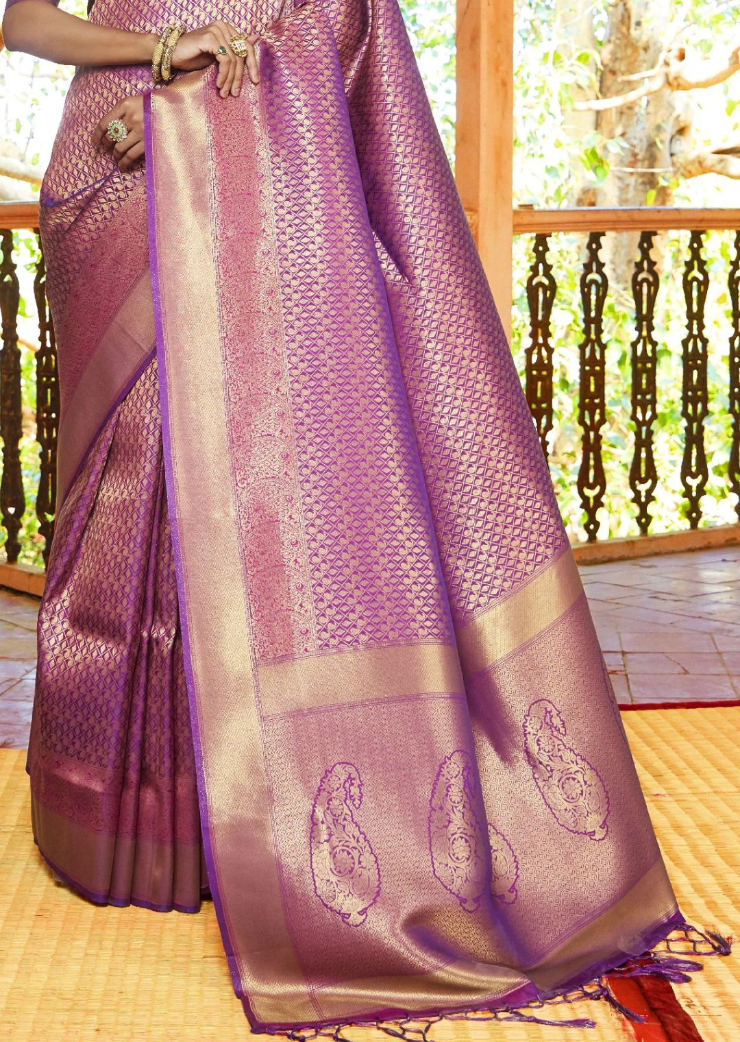 Magenta Pink Hand Woven Kanjivaram Silk Saree