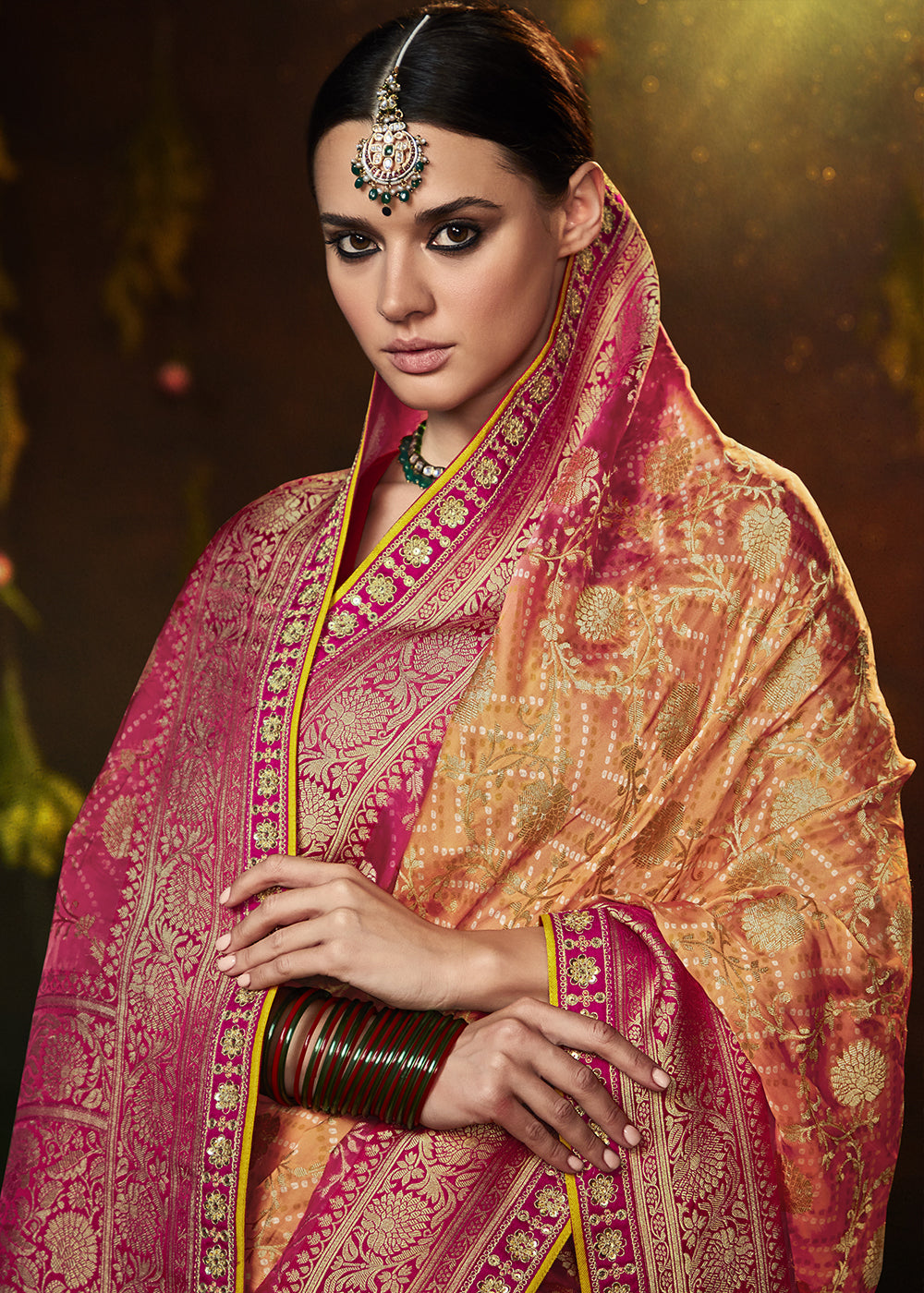 Chunri Border Saree with Blouse Piece, Length: 6.3 m