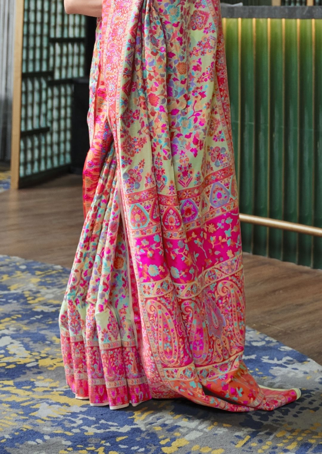 Pista Green Hand Woven Jamewar Silk Saree
