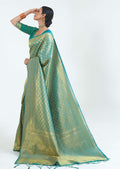 Turquoise Green Hand Woven Kanjivaram Silk Saree