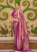 Magenta Purple Hand Woven Kanjivaram Silk Saree