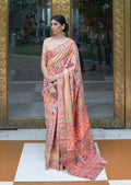 Peach Woven Kashmiri Jamewar Silk Saree