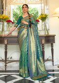 Teal Green Hand Woven Kanjivaram Silk Saree