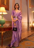 Lavender Purple Zari Woven Kanjivaram Satin Silk Saree