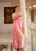Blossom Pink Hand Woven Organza Silk Saree