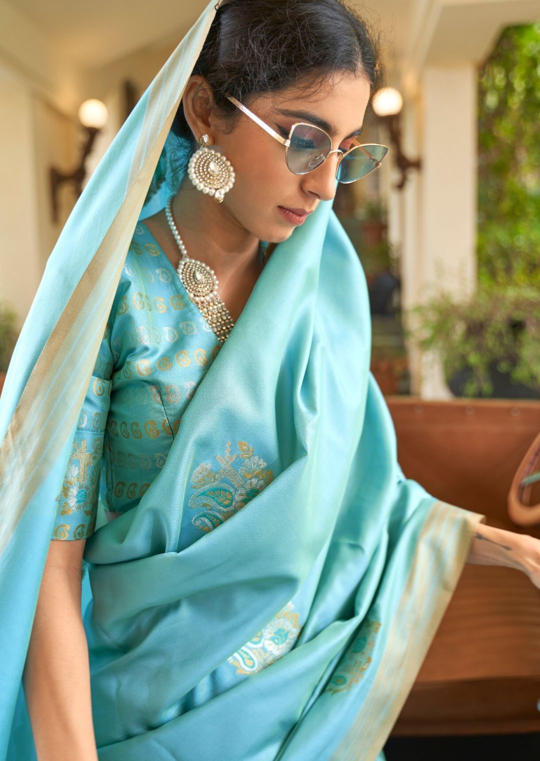 Net Casual Wear Satin Ciffon saree with sequen Blouse Tassel in Pallu  Colour Sky Blue at Rs 625/piece in Surat