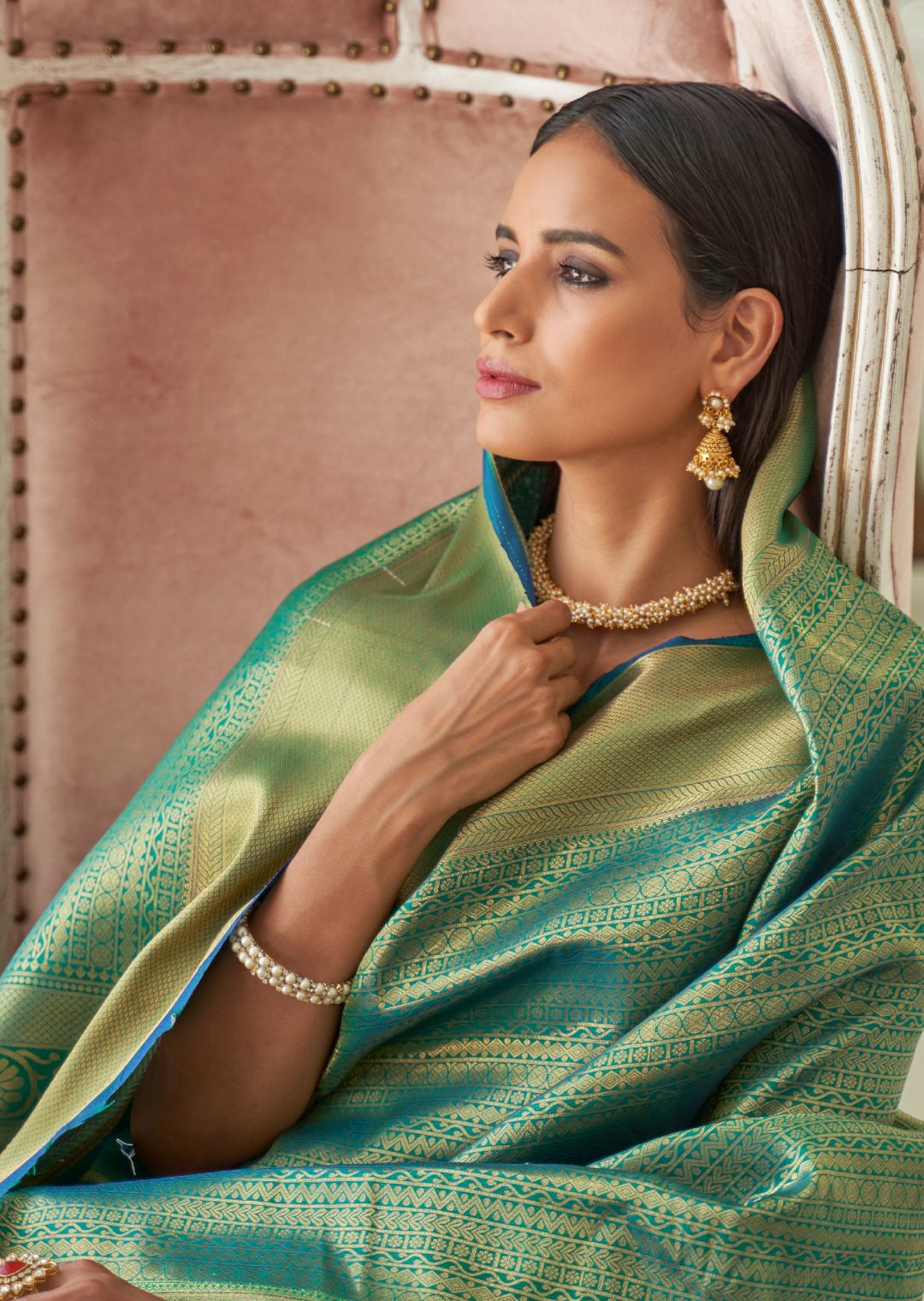 Peacock Green Hand Woven Kanjivaram Silk Saree