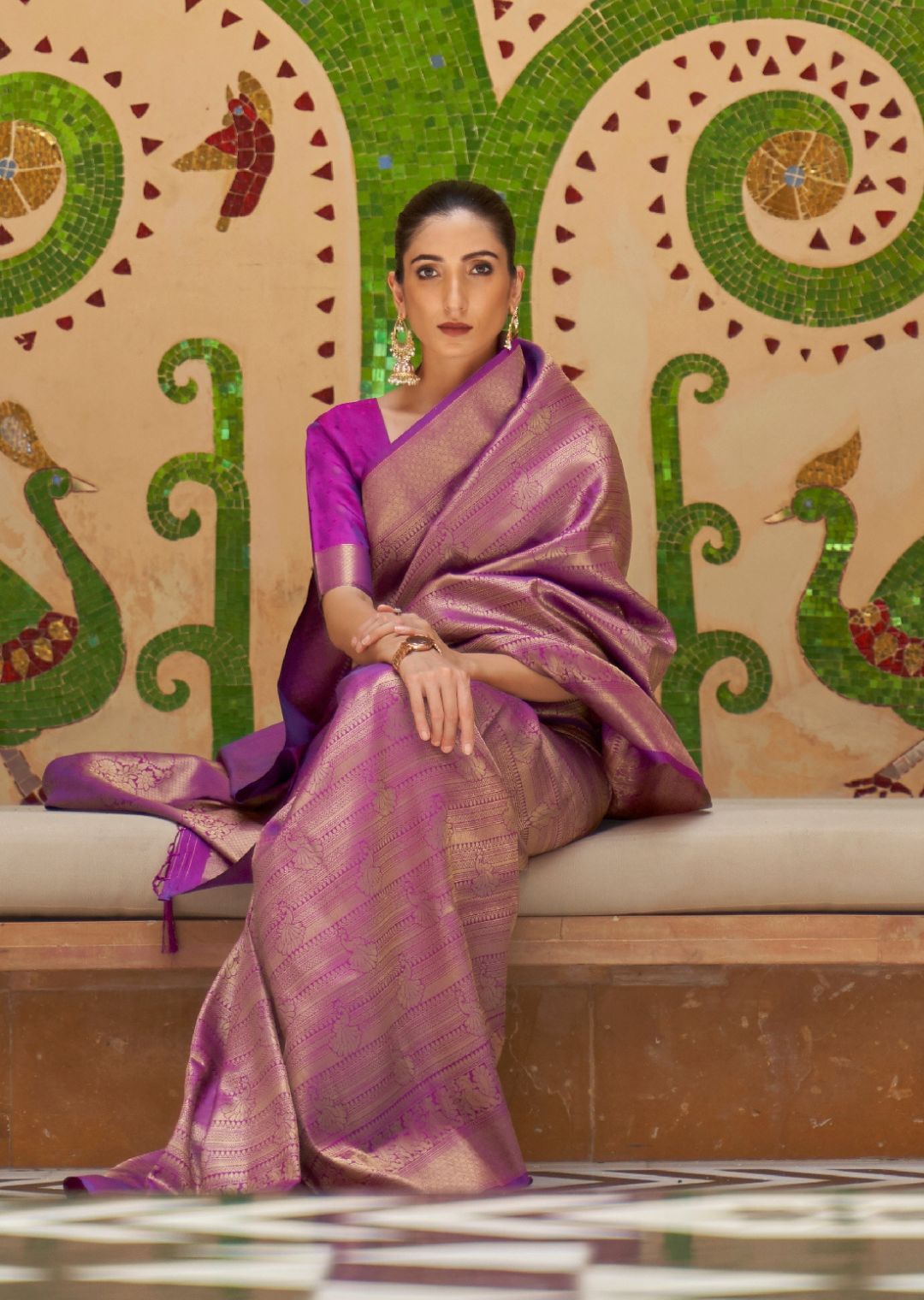 Eggplant Purple Kanjivaram Silk Saree - Mirra Clothing