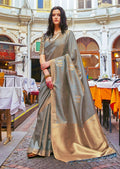 Seal Gray Hand Woven South Soft Silk Saree