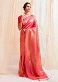 Hot Pink Hand Woven Kanjivaram Silk Saree