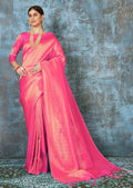 Hot Pink Hand Woven Kanjivaram Silk Saree