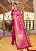 Magenta Pink Hand Woven Kanjivaram Silk Saree