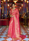Crimson Pink Hand Woven Kanjivaram Silk Saree