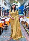 Tussock Golden Brown Hand Woven South Soft Silk Saree