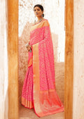 Salmon Pink Woven Traditional Patola Silk Saree