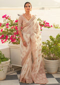 Off-White Zari Woven Pure Handloom Linen Saree