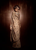 Steady Brown Woven Exclusive Designer Saree With Swarovski Work