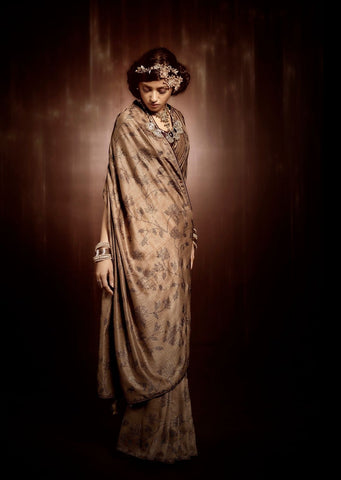 Steady Brown Woven Exclusive Designer Saree With Swarovski Work
