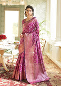 Plum Purple Woven Handloom Zari Silk Saree