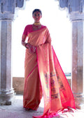 Hot Pink Hand Woven Kanjivaram Silk Saree