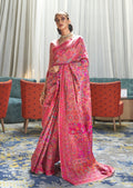 Rose Pink Hand Woven Jamewar Silk Saree