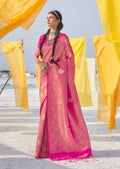Hot Pink Hand Woven Kanjivaram Silk Saree