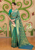 Peacock Green Hand Woven Kanjivaram Silk Saree