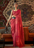 BRICK RED COPPER ZARI WOVEN HANDLOOM KANJIVARAM SILK SAREE
