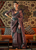 BLACK COPPER ZARI WOVEN HANDLOOM KANJIVARAM SILK SAREE