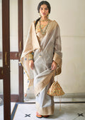 GRAY ZARI WOVEN TISSUE SILK SAREE