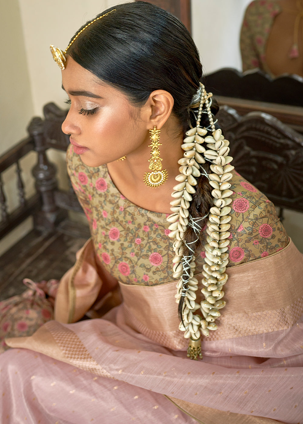 PESTAL PINK ZARI WOVEN TISSUE SILK SAREE