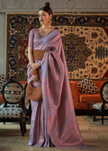 LILAC PURPLE COPPER ZARI WOVEN HANDLOOM KANJIVARAM SILK SAREE