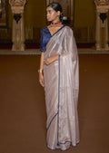 CHAMPAGNE PINK WOVEN DESIGNER SOFT TISSUE SILK SAREE WITH SWAROVSKI WORK